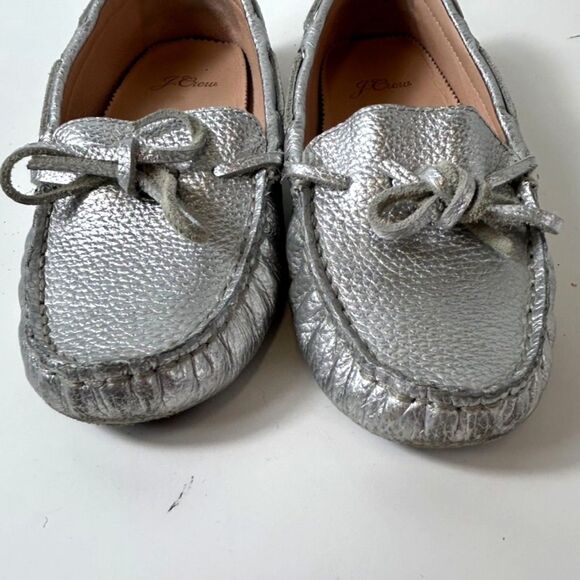 J. Crew Metallic Silver Leather Driving Moccasins Size 5.5 - Picture 4 of 10
